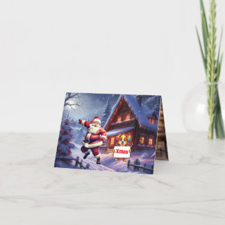 Cute Girl Santa Claus with Beard Thank You Card