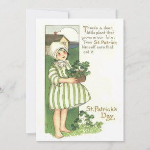 Cute Girl Shamrock Pot Invitation