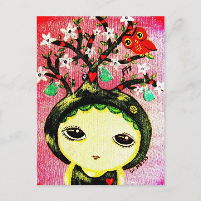 Cute Girl - She Grows A Tree Postcard (Front)