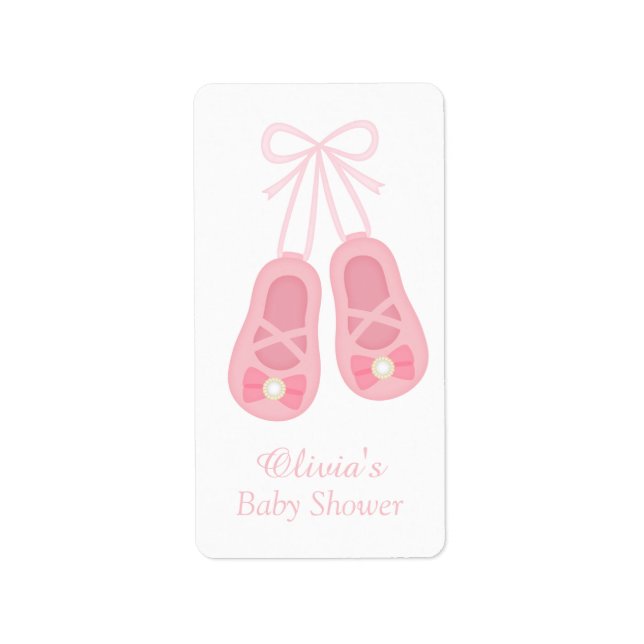 Cute Girl Shoes Ballerina Baby Shower Labels (Front)