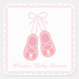 Cute Girl Shoes Ballerina Baby Shower Labels