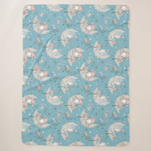 Cute Girl Sleeping on the Moon with a bunny Sherpa Blanket