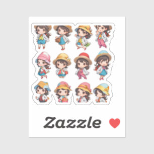 Cute girl sticker's 