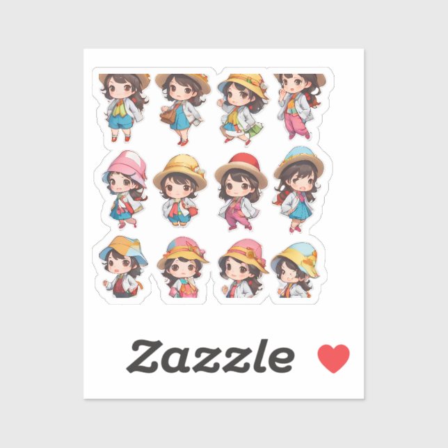 Cute girl sticker's  (Sheet)