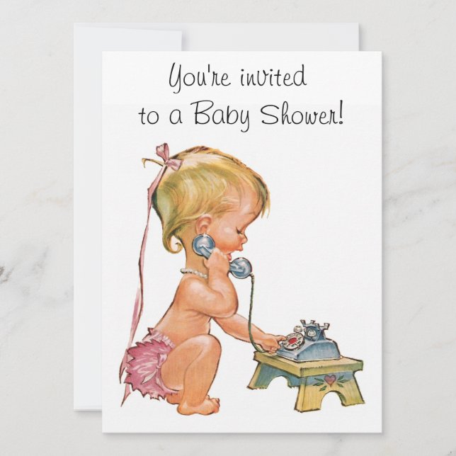 Cute Girl Talking on Phone Invitation (Front)