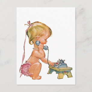 Cute Girl Talking on Phone Postcard