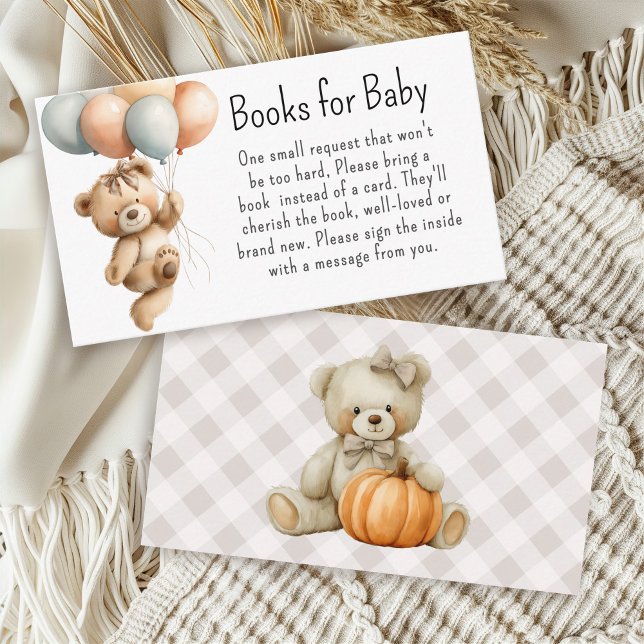 Cute Girl Teddy Bear Balloons Books for Baby Enclosure Card (Creator Uploaded)