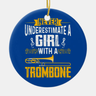 Cute Girl Trombone Player Funny Trombone Gift  Ceramic Tree Decoration
