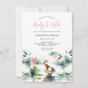 Cute Girl Watercolor Duck Baby Shower Invitation