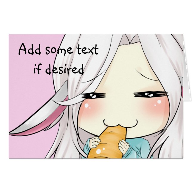 Cute girl with bunny ears chibi card for your text (Front Horizontal)