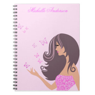 Cute girl with butterflies Notebook