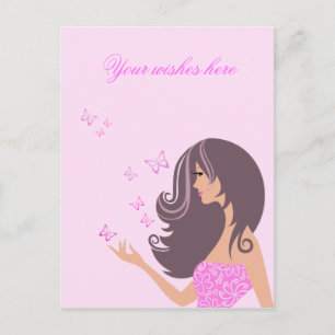 Cute girl with butterflies Postcard
