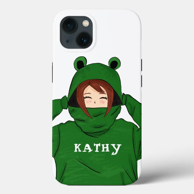 Cute Girl with Green Frog Hoody Drawing  Case-Mate iPhone Case (Back)