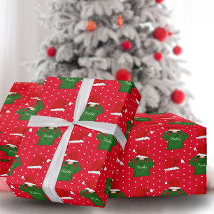 Cute Girl with Green Hoodie Santa Hat Christmas Wrapping Paper