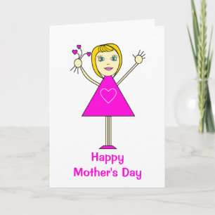 Cute Girl with Hearts Mother's Day Card