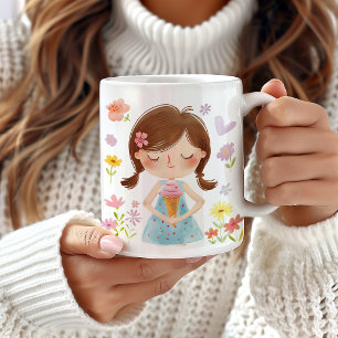 Cute Girl with Ice Cream Mug