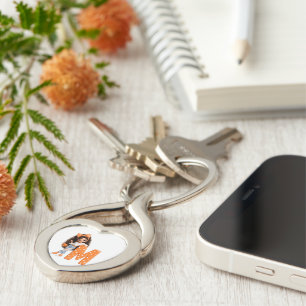 Cute Girl with Letter M Throw Blanket Key Ring