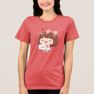 Cute Girl With Love Letter Tri-Blend Shirt