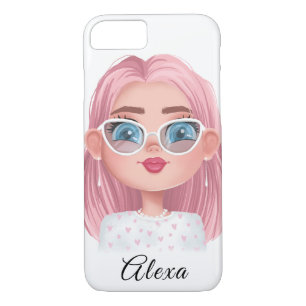 cute girl with pink hair iPhone 8/7 case