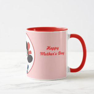 Cute Girl with Red Bows Kids Illustration Mug