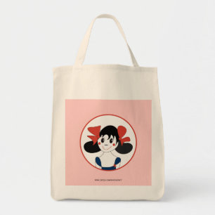 Cute Girl with Red Bows Kids Illustration Tote Bag