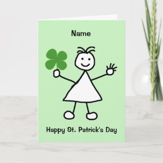 Cute Girl with Shamrock St Patrick's Day Card