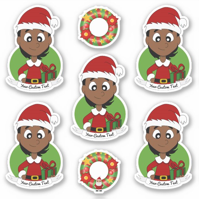 Cute girl with short black hair holiday cartoon st (Front)