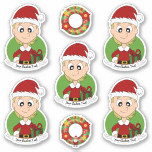 Cute girl with short blonde hair Christmas cartoon