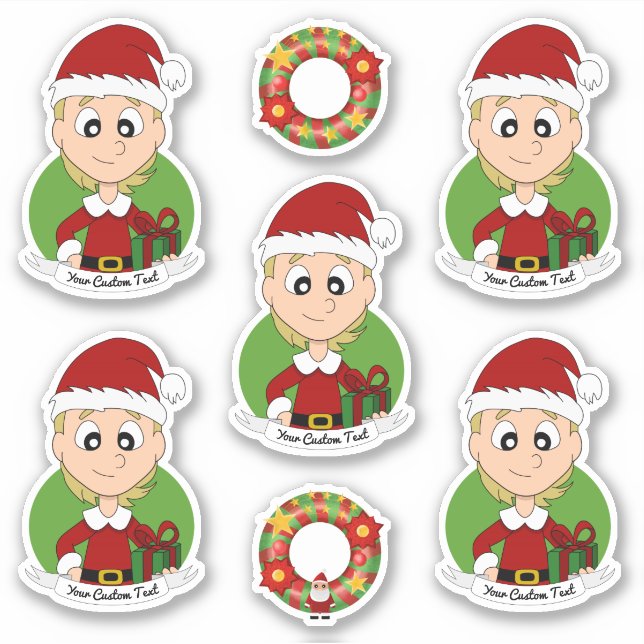 Cute girl with short blonde hair Christmas cartoon (Front)