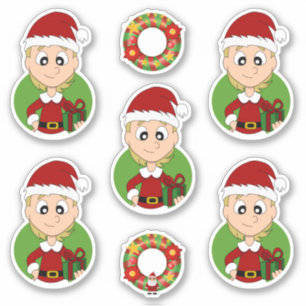 Cute girl with short blonde hair Christmas cartoon