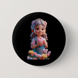 Cute Girl with Small Heart Funny Unisex Design Men 6 Cm Round Badge
