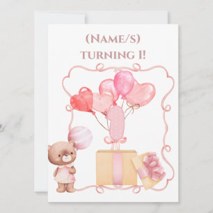 Cute girls 1st Birthday  Invitation
