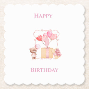 Cute Girls 1st Birthday  Paper Coaster