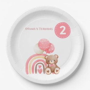 Cute Girls 2nd Birthday Party Paper Plate