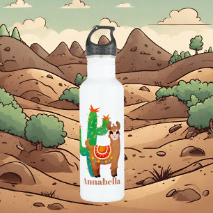 Cute girls add name llama 710 ml water bottle