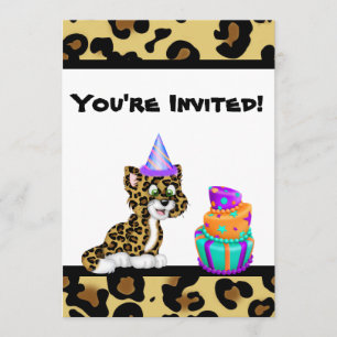Cute Girls Animal Print Leopard Birthday Invite