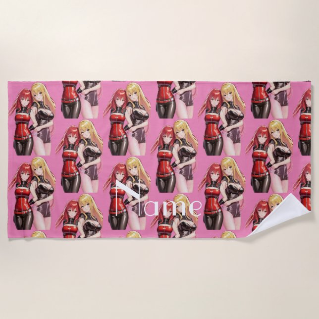 Cute Girls Anime Thunder_Cove Beach Towel (Front)
