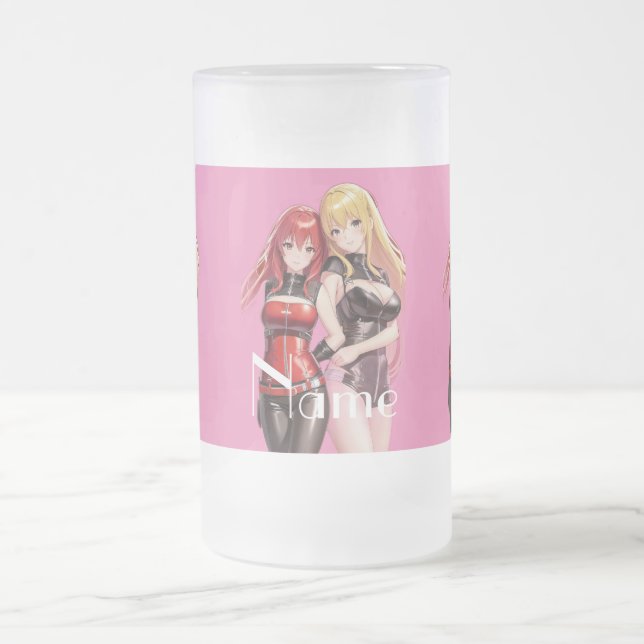 Cute Girls Anime Thunder_Cove Frosted Glass Beer Mug (Center)
