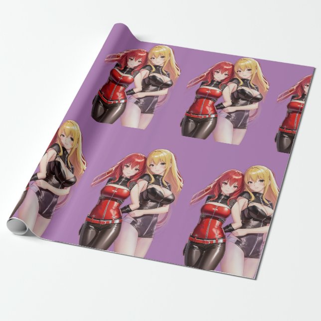 Cute Girls Anime Thunder_Cove Wrapping Paper (Unrolled)
