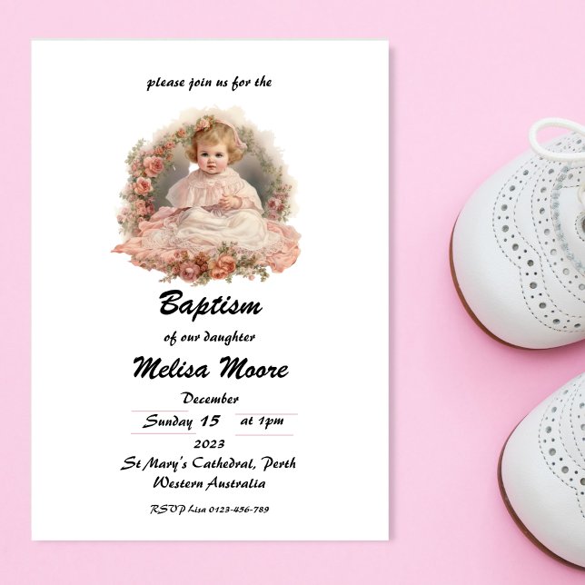 Cute Girls Baby Baptism  Invitation (Creator Uploaded)
