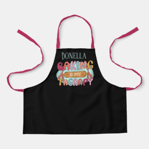 Cute girls baking therapy word art add name apron