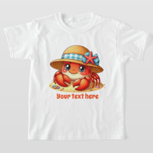Cute girls beach crab add text  T-Shirt