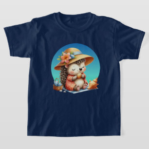 Cute girls beach hedgehog customizable T-Shirt