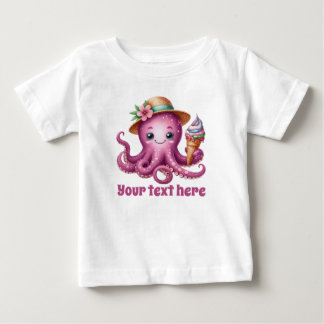 Cute girls beach octopus add text baby T-Shirt