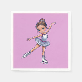 Cute Girl's Birthday Ice Skating Napkins
