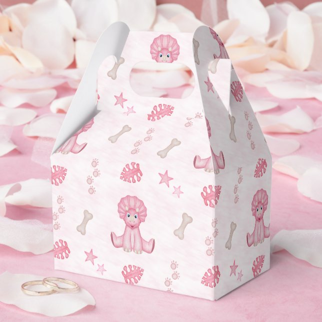 Cute Girls Birthday Pink Dinosaur Favour Box (Wedding)