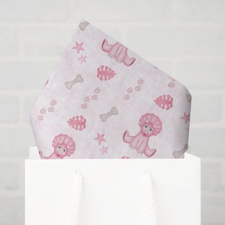 Cute Girls Birthday Pink Dinosaur Tissue Paper