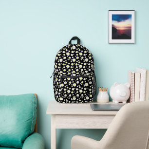 Cute Girls Black Daisy Floral Pattern Printed Backpack