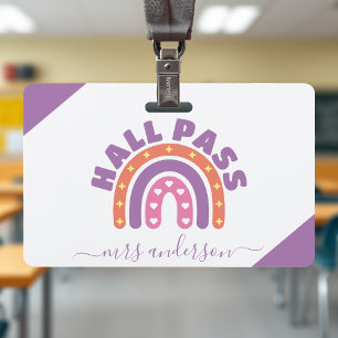 Cute Girls Boho Rainbow Teacher Student Hall Pass ID Badge