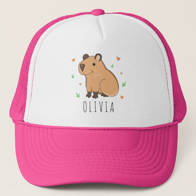 Cute Girls Capybara Name Kids Trucker Hat (Front)
